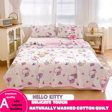 Sanrio Hello Kitty Queen Quilted Comforter Lightweight Authentic Cotton Bedding