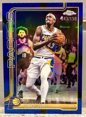 JERSEY NUMBER MATCH! 2025 Topps Chrome Update Pascal Siakam Blue 43/150! PACERS!