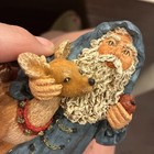 June McKenna 1992 Flat Back Santa with Reindeer Wood Blue Rustic 5 Inch Signed — photo 7