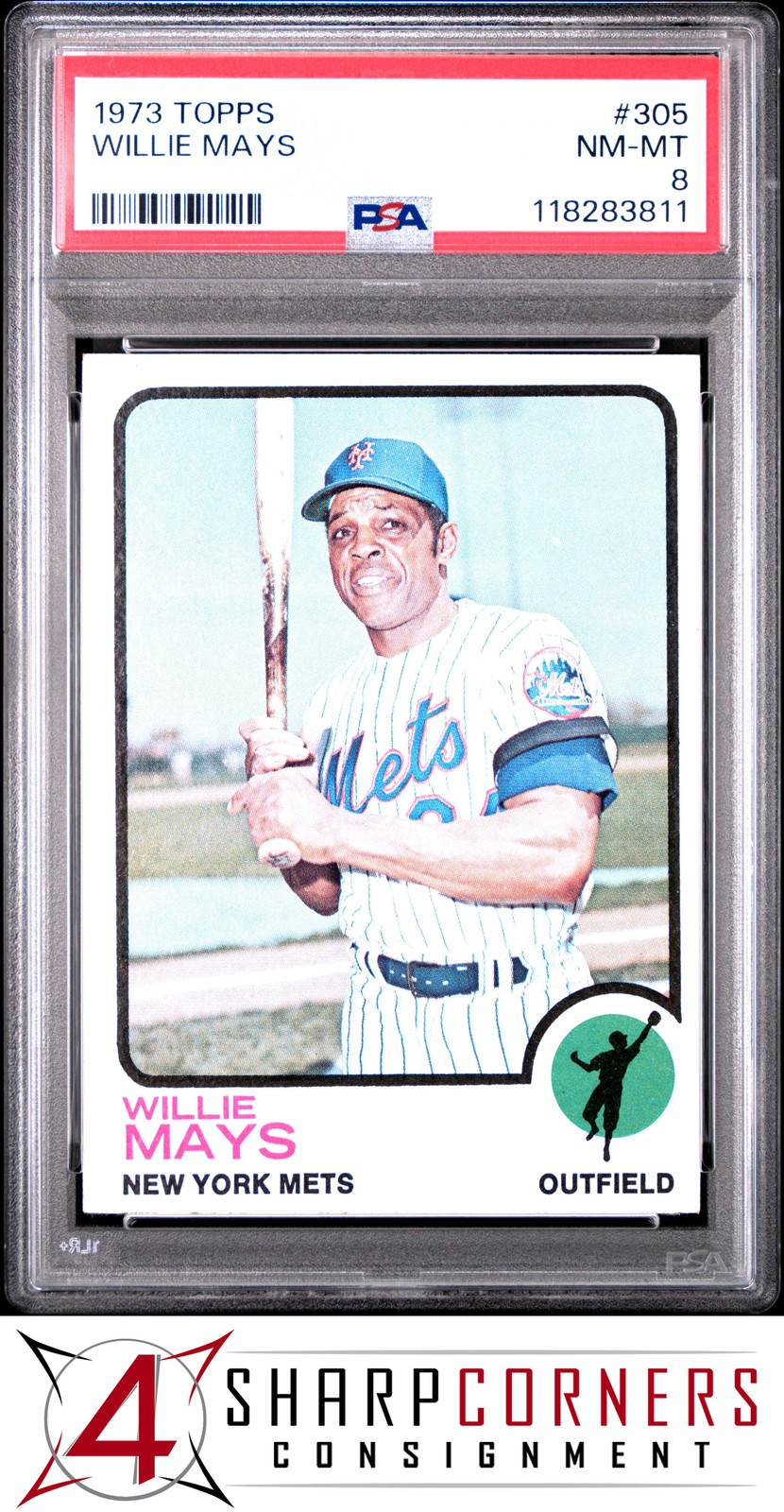 1973 TOPPS #305 WILLIE MAYS METS HOF PSA 8