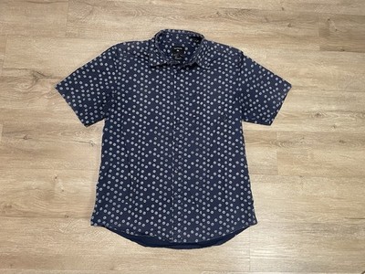 Quicksilver Men s Sz S Reg Fit Blue Floral Button Down Short Sleeve Surf Shirt