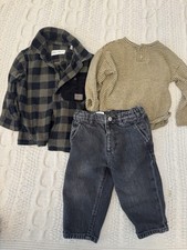 12-18 Months Zara Baby Boy Winter Long Sleeve Shirts And jeans Bundle Of 3