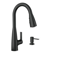 Moen 87627BL Haelyn Pull-Down High Arc Sprayer Kitchen Sink Faucet - Matte Black