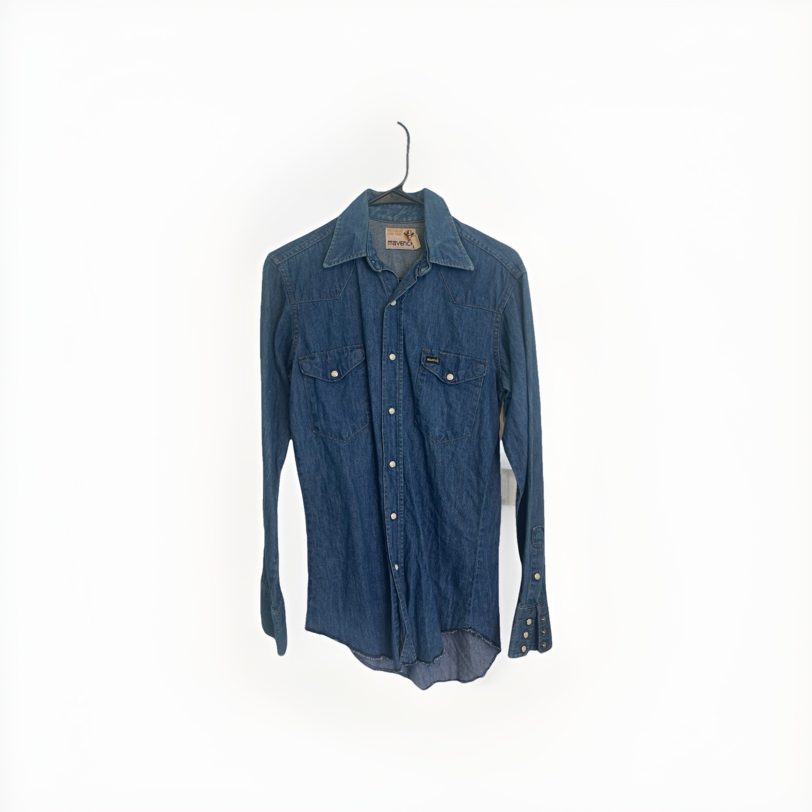 MAVERICK Pearl Snap Denim Western Work Ranch Shirt 14.5 33  
