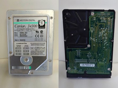 Western Digital Caviar 34300 4GB IDE Hard Drive Disk - Board Works, Media Fail
