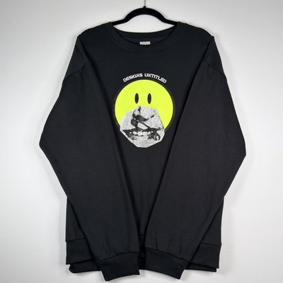 Designs Untitled Sweatshirt Men XL Black Graphic Smiley Face Streetwear Crewneck