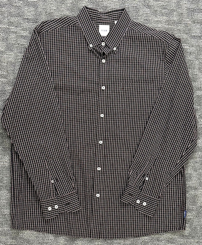 ROWM Excellent Mens XL Burgundy/White Cotton Long Sleeve Shirt with Pocket