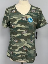 NWT Dickies Scrub Top M Ditsy Bloom Camo Scrubs Butterfly logo Flowers Uniform