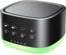 Magicteam White Noise Machine with 25 Sounds 10 Lights and Timer Black