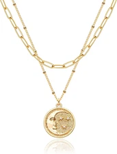 Layered Heart Necklace Pendant Handmade 18K Gold Plated Dainty Gold Choker Arrow