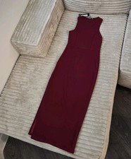 Nasty Gal Burgundy High Neck Bodycon Dress Womens Size 4 Sleeveless Midi Wine