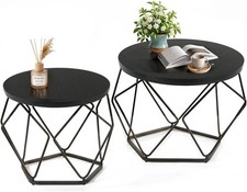Set of 2 Modern Geometric Coffee Tables,Livingroom Round Side Table End Table