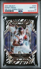 153197573 Randy Moss 2021 Panini Select #237 Zebra Prizm Die Cut Club PSA 10