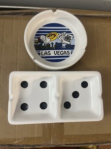 Lot Of 2 Vintage LAS VEGAS NEVADA RARE CERAMIC ASHTRAY J2