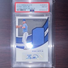 Panini 2022 Immaculate Bobby Witt Jr Jumbo Socks Sigs Blue /25 Auto RC PSA 8
