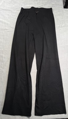 Truth By Republic Pants Women Medium Black Ribbed Elastic Waist Pull On Wide Leg