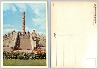 Oslo Norway Vigeland Park Monolith Sculpture Vintage Chrome Postcard Abel