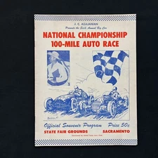 1956 National Championship 100 Mile Auto Race Program Fair Grounds Sacramento CA