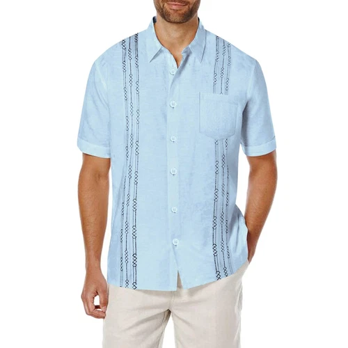 Men's Cuban Beach Wedding Casual Short Sleeve Guayabera Dress Shirt - Bild 9 von 23