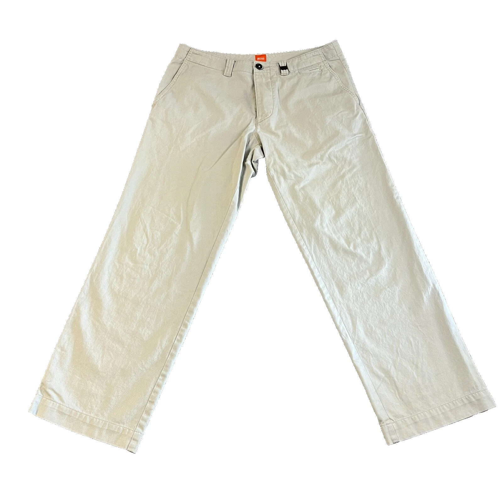 Mens Hugo Boss Chino Trousers Relaxed Straight Beige Button Fly Savas W34 L31
Opens in a new window