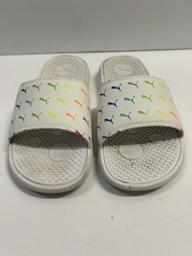 PUMA Cool Cat Slide Women's Sandal Rainbow Size US 6 - White - Picture 2 of 6