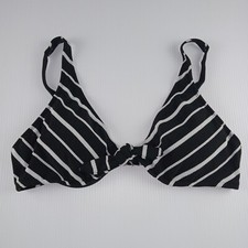 Gibson Latimer Tie Front Bikini Top Women's Size XL Black White Striped Swim