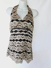 Creative Design Works Sz M Black Gold Y2K disco Lolita fairy money halter top