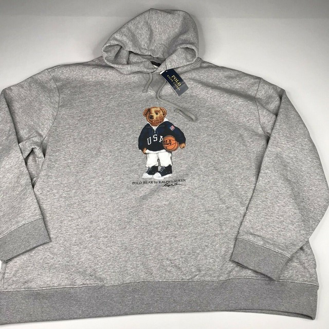 polo bear pile fleece hoodie