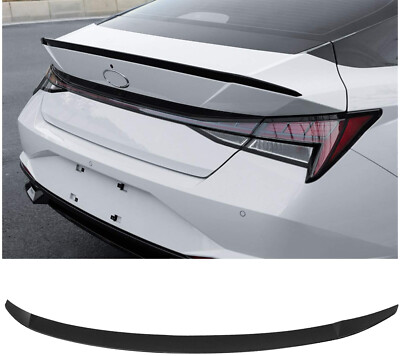 Gloss Black Rear Trunk Spoiler Wing For 2021-2024 Hyundai Elantra - OE Style, No Drilling, Tape Included