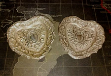 antique Repousse sterling silver fully hallmarked heart trinket salt bon plates