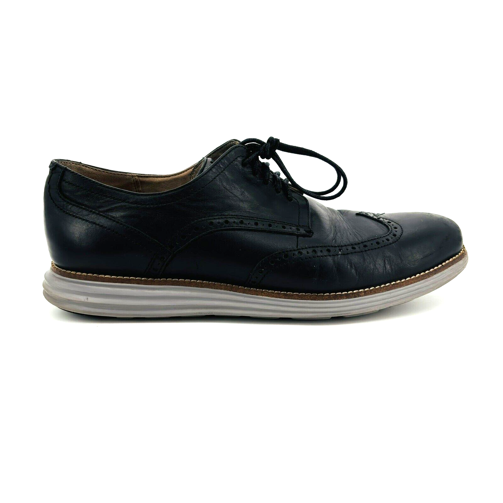 SAOLA Scarpe Oxford originali Grand Wingtip 12 M Cole Haan da uomo C26470 in pelle nera