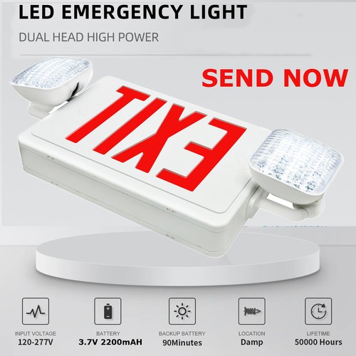 Led White Emergency Light Fixtures, Two Adjustable Light Head Emergency Lighting - Picture 1 of 22