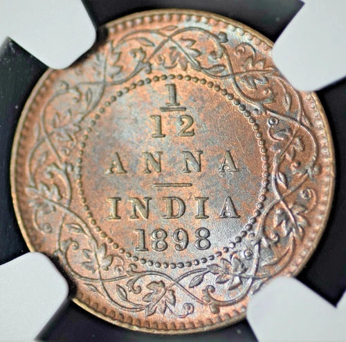 India British 1898(C) 1/12 Anna NGC MS63 BN Certified