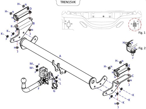 Towtrust vertikale abnehmbare Anhängerkupplung für Renault Kadjar SUV ab 2015- - Bild 1 von 8