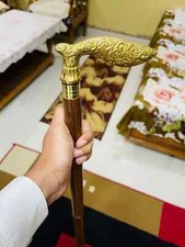 Antique Wooden Men's Walking Stick Brass Vintage Walking Cane Designer Handle