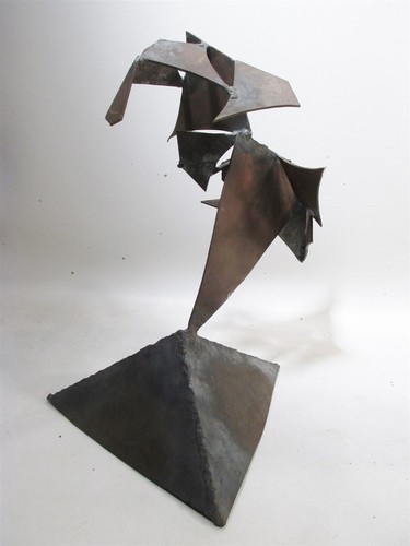 Brutalist Midcentury Torched Cut Steel Abstract Sculpture Andrew Manning 1969 - Picture 3 of 9