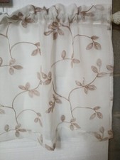 Embroidered Curtain /Valance Floral Beige With Tan Floral 60 X 23