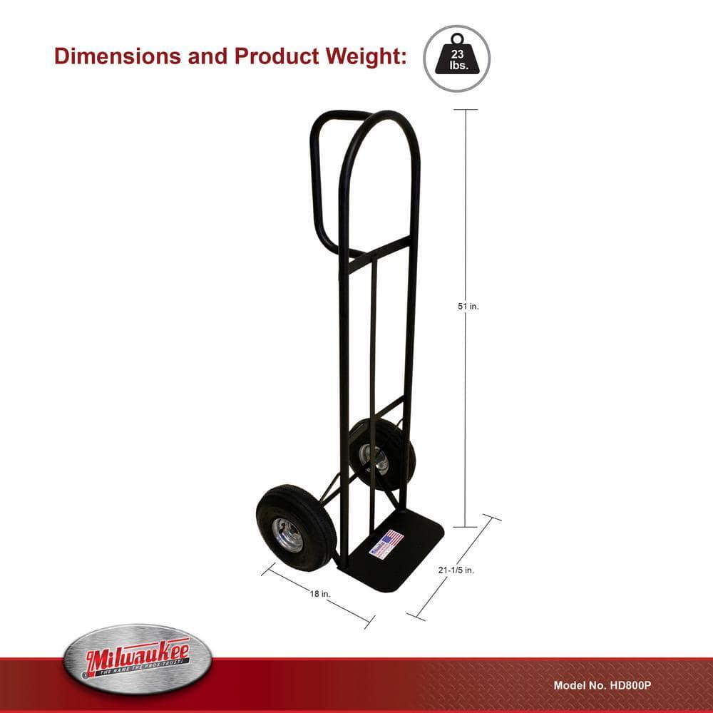Milwaukee D-Handle Hand Truck 800 lb. Capacity 2-Wheels All-Purpose Steel Black