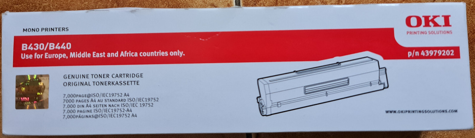 Toner OKI 43979202 noir d'origine pour éliminer les traces d'impression sur B430