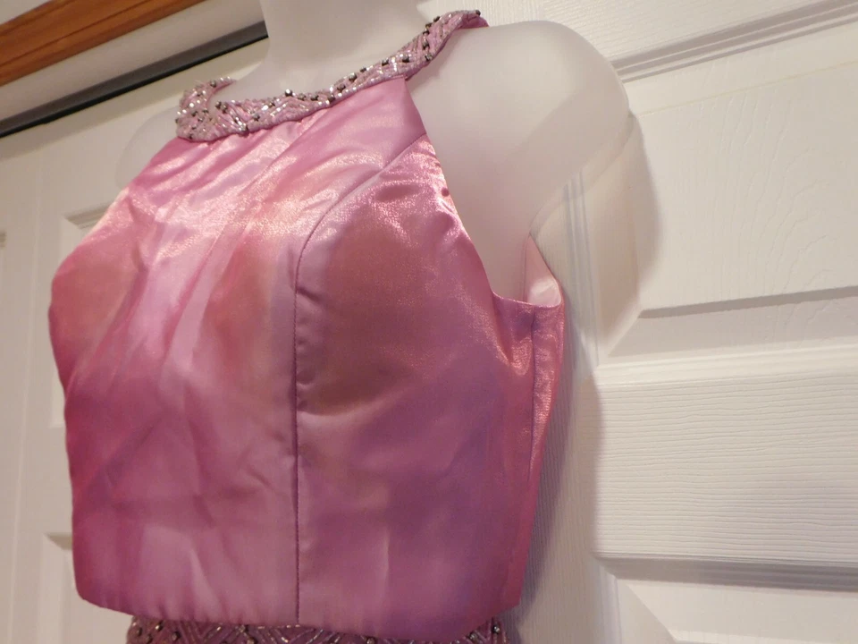 Joli Baile de graduación Rosa Correa de espagueti Lentejuelas Largo Completo/Poliéster 2 Piezas Formal 10 Foto 4 de 4