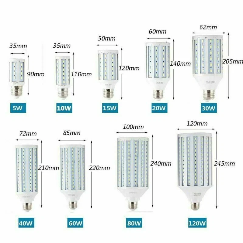led light bulb e27 220v cool warm white corn smd 10w 20w 30w 60w 80w 120w lamp - Image 4 of 4