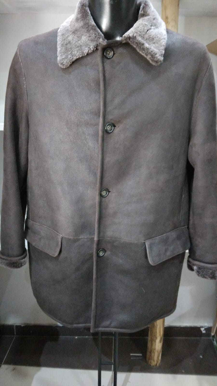 Pre-Owned Brown Men's Shearling Coat Size 50 MGS402PI
