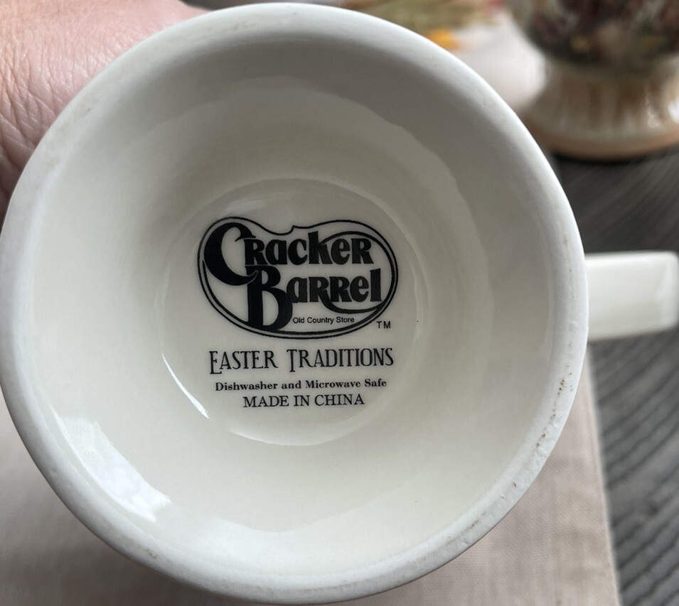 Set Of 4 Cracker Barrel Rabbits Easter Traditions Pedestal Mug /Tea Cup