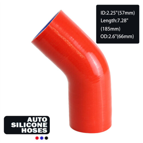 45 Degree  Elbow Coupler Silicone Hose, ID 2.25'' 57mm 3-Ply High Performance RD - Picture 1 of 9
