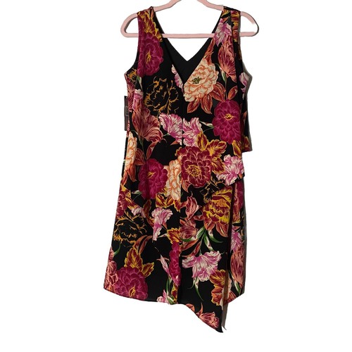 NWT TAHARI Arthur S Levine Floral Chiffon Apron Asymmetrical Dress Size 6p Art - Bild 8 von 8