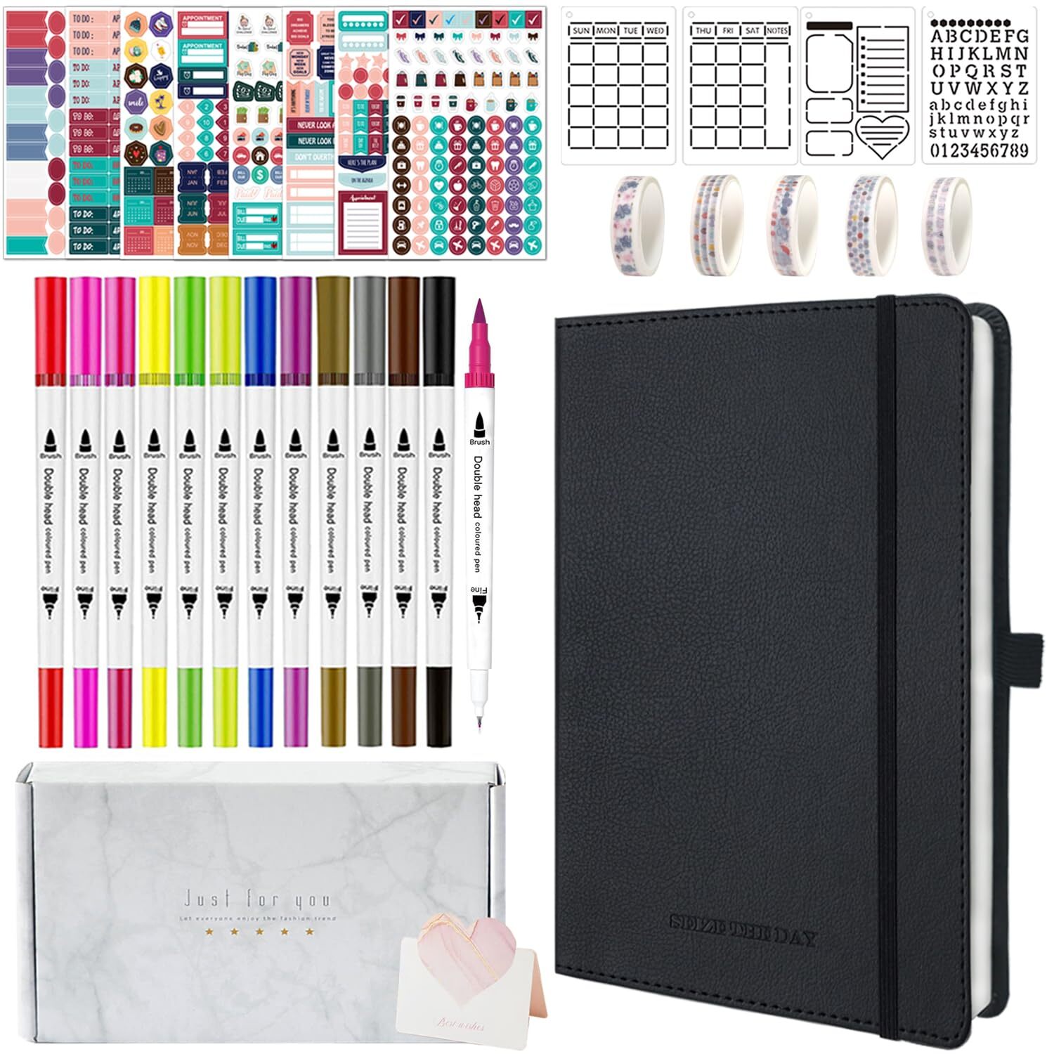 Y&I Bullet Dotted Journal Kit, A5 Hardcover Dotted Journal Notebook with 200 ...