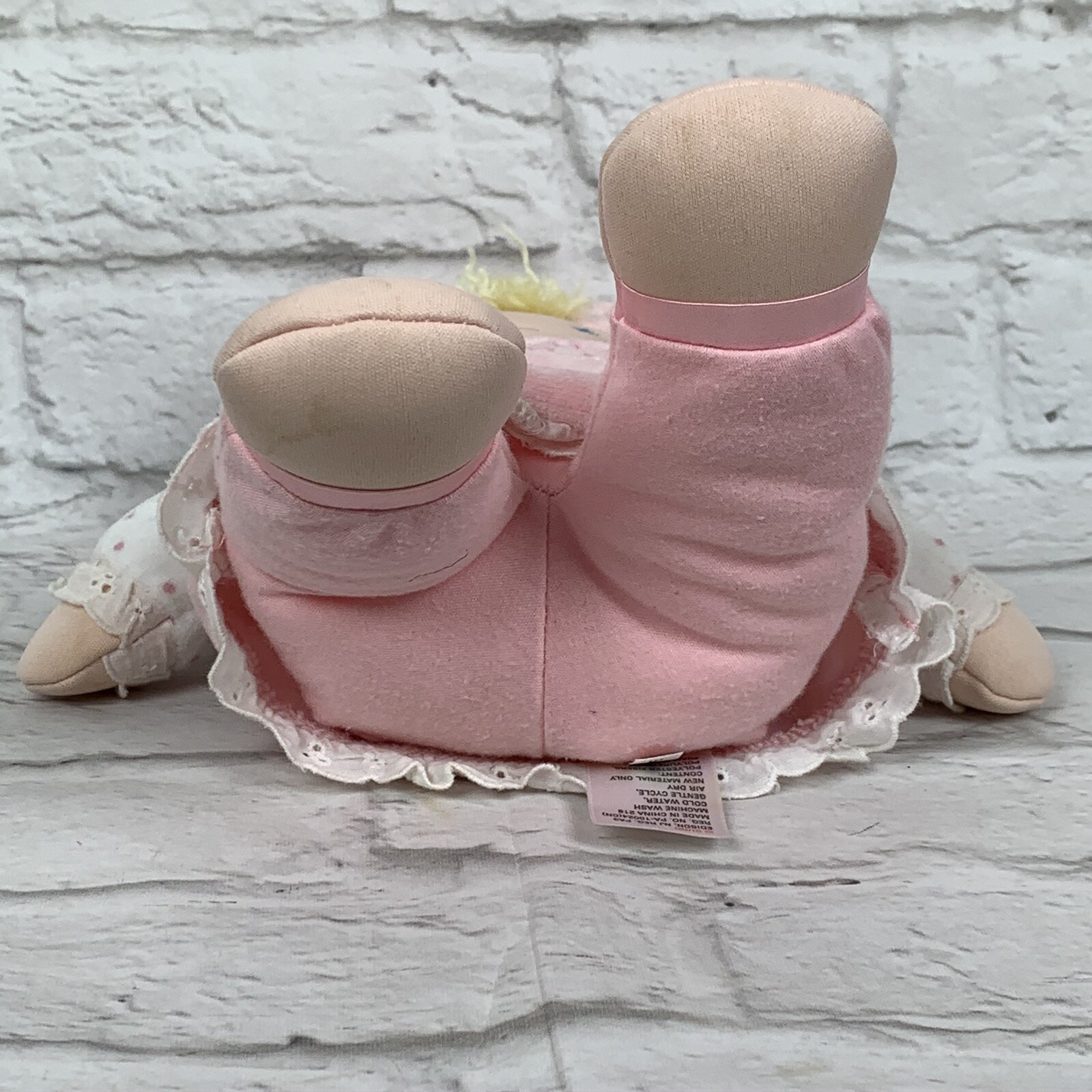 Baby Gund 12" My First Dolly Blonde Hair Baby Doll Pink Polka Dots Flowers Lovey