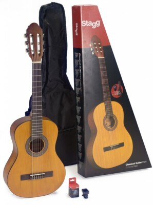 C430 M NAT PACK Natur klassik Gitarre mit Decke aus Linde + Stimmgerät + Tasche