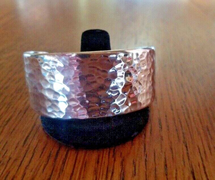 Vintage solid sterling hammered cuff bracelet - image 3