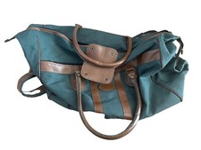 Vintage Leather-lined Large Green Duffle Bag 